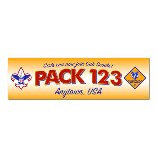 Cub Scout Pack Girls Can Join Vinyl Banner (28" Tall x 96" wide Banner)