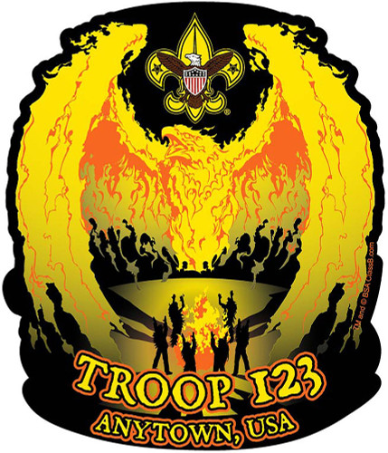 Troop Sticker Pack with Camp Fire Phoenix and Scouting America Logo - 8 pack