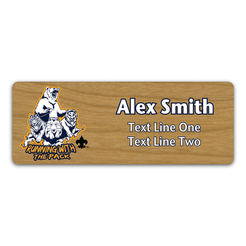 Cub Scout Pack Name Tag with Cub Scout Ranks - Cherry Wood