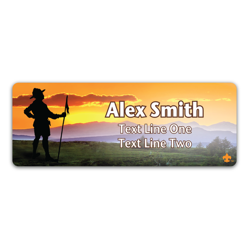 Sunset Troop Name Tag with Scouting America Fleur-De-Lis
