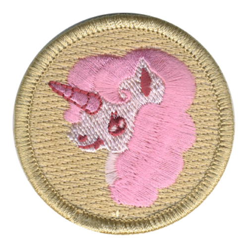 Pink Fluffy Unicorn Scout Patrol Patch - embroidered 2 inch round