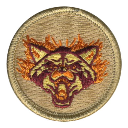 Flaming Racoon Scout Patrol Patch - embroidered 2 inch round