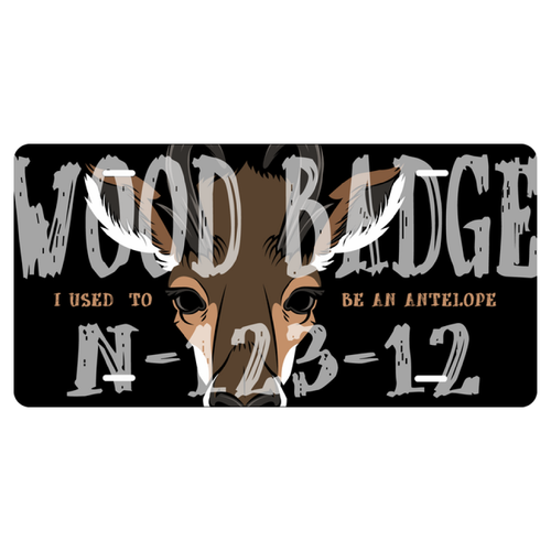 Wood Badge License Plate with Wood Badge Antelope Critter and Wood Badge Course Number