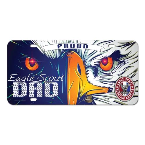 Eagle Scout Dad License Plate with Eagle Scout Dad Comic Eagle Design