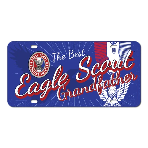 Eagle Scout Grandfather Eagle Silhouette License Plate with Eagle Scout Logo