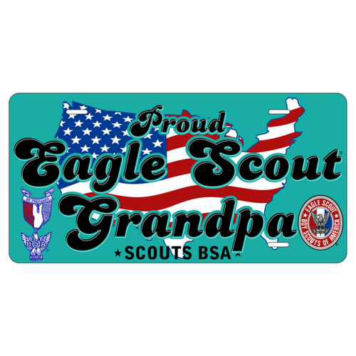 Eagle Scout Grandpa License Plate with Eagle Scout Logo