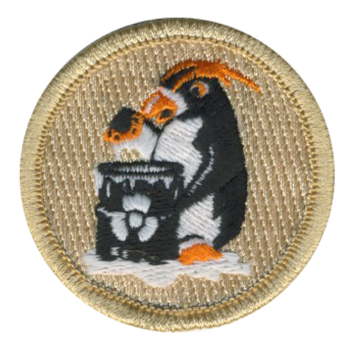 Radioactive Nacho Penguin Scout Patrol Patch - embroidered 2 inch round