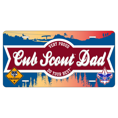 Cub Scout Pack Dad License Plate with Cub Scout and Scouting America Logo