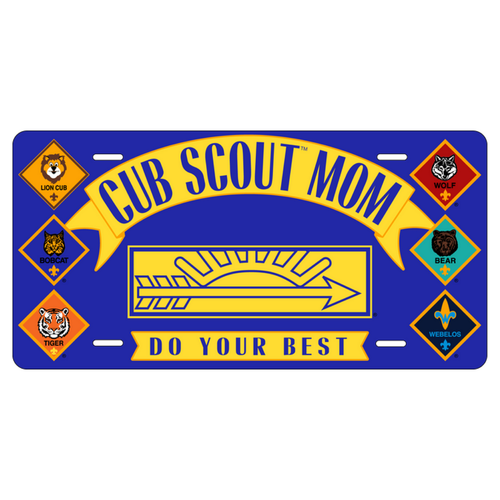 Cub Scout Pack Mom License Plate with Cub Scout Ranks Logo