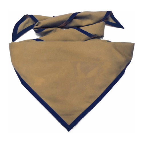 Blank Tan Neckerchief with Navy Piped  Edge - Troop Size (B848 BT 49/72)