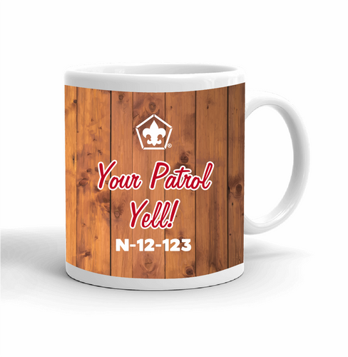 Wood Badge Mug - Patrol Yell with Wood Badge Logo - Left View