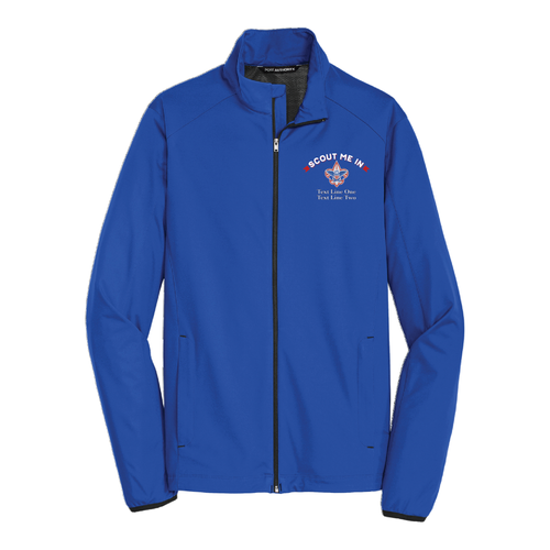 Soft Shell Jacket with Scout Me In Scouting America Logo - Royal Blue