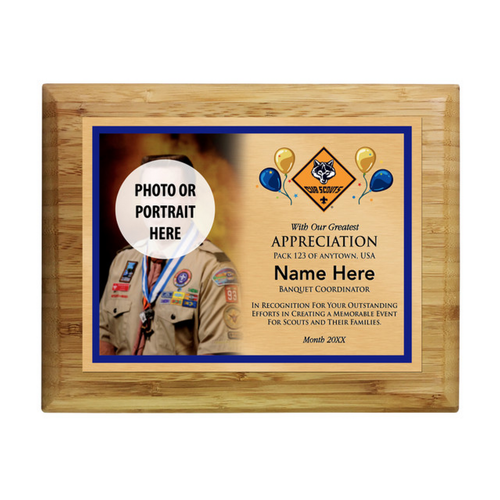 Cub Scout Pack Plaque with Cub Scout Logo - Light Wood