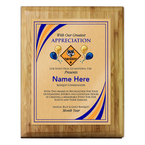 Cub Scout Pack Plaque with Cub Scout Logo - Light Wood