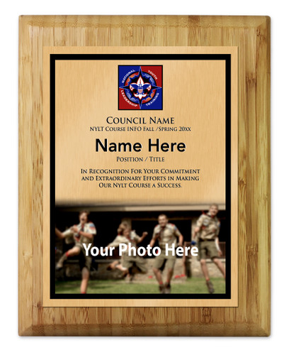 Scouts BSA NYLT Plaque with NYLT Logo- Light Wood