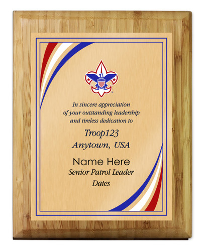 Scouts BSA Troop Plaque with BSA Logo - Light Wood 