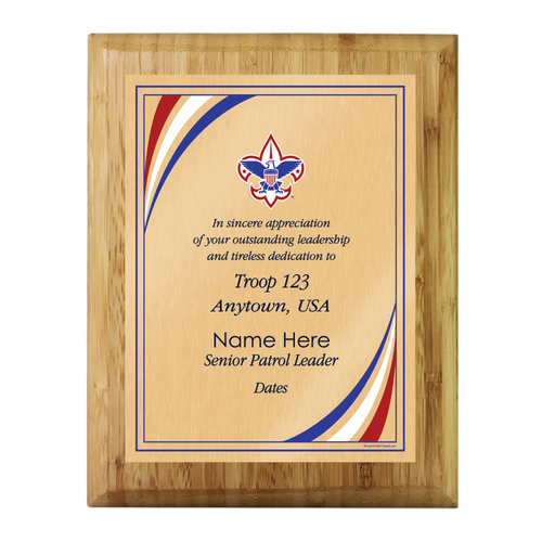 Scouts BSA Troop Plaque with BSA Logo - Light Wood