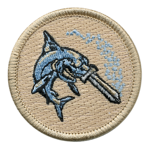 Shark Sword Fighter Scout Patrol Patch - embroidered 2 inch round