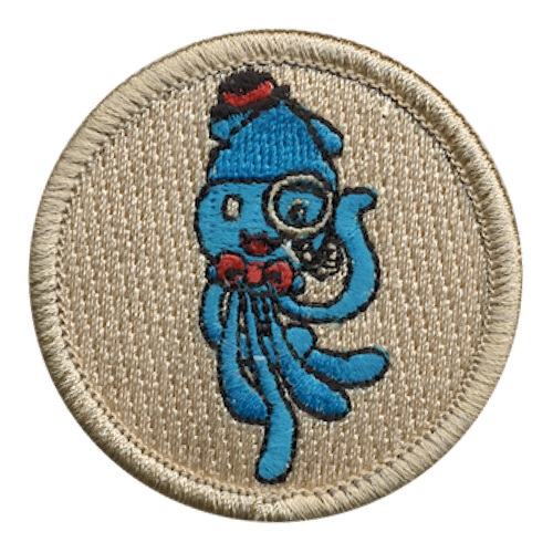 Gentleman Squid Scout Patrol Patch - embroidered 2 inch round