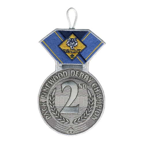 Pinewood Derby Medal Patch with Cub Scout Scouting America Logo and Button Loop