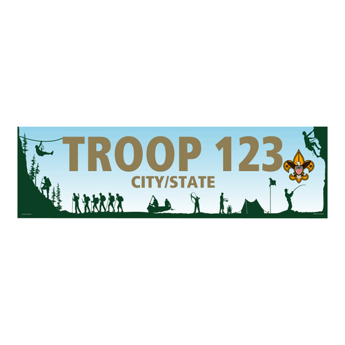 Troop Banner with Vintage Scouting logo (28" Tall x 96" wide Banner)