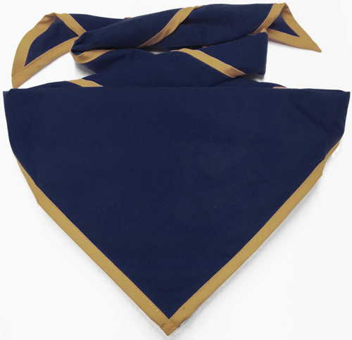 Blank Navy Neckerchief With Tan Piped Edge - Troop Size (B848 M 85/28)