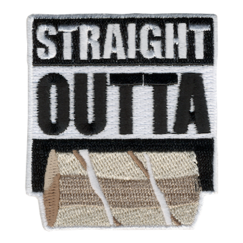 Funny 2020 Quarantine Patch with Straight Outta Toilet Paper Iron On Patch Design