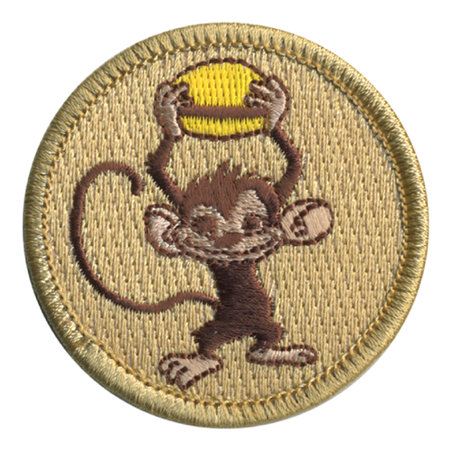 Burger Monkey Patrol Patch - embroidered 2 inch round