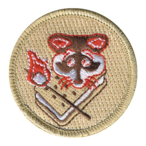 Camping Raccoon Patch - embroidered 2 inch round