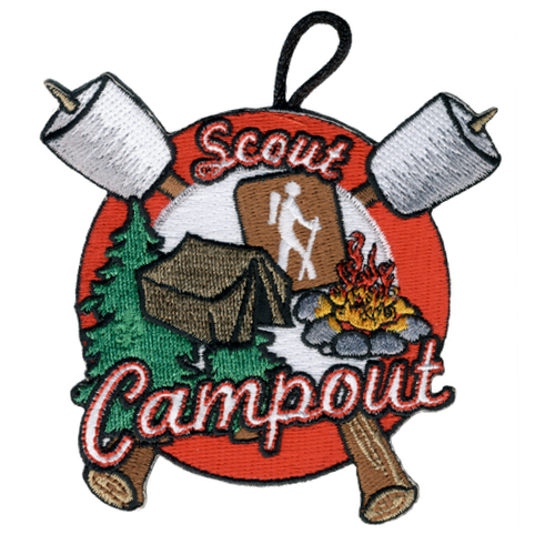 BSA Patch Scout Campout - Tent with Campfire and S'mores