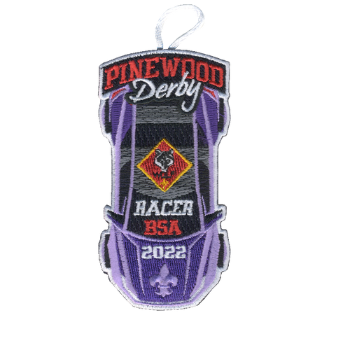 Pinewood Derby Patch with Cub Scout Wolf Rank and Button Loop