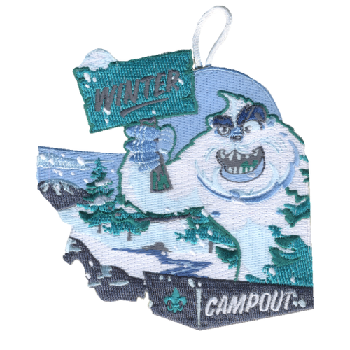Scout Winter Campout Snow Monster Activity Patch with Scouting America fleur-de-lis