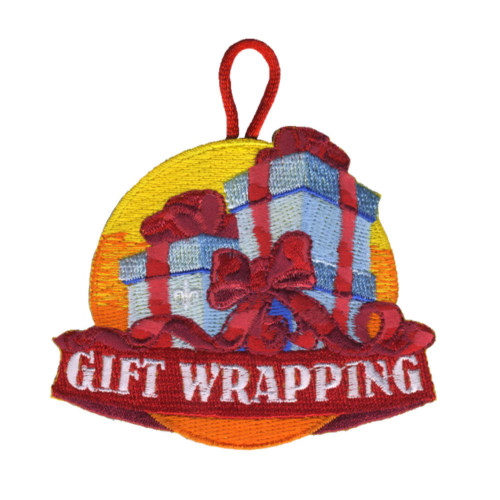 Gift Wrapping Activity Patch with Scouting America fleur-de-lis  larger