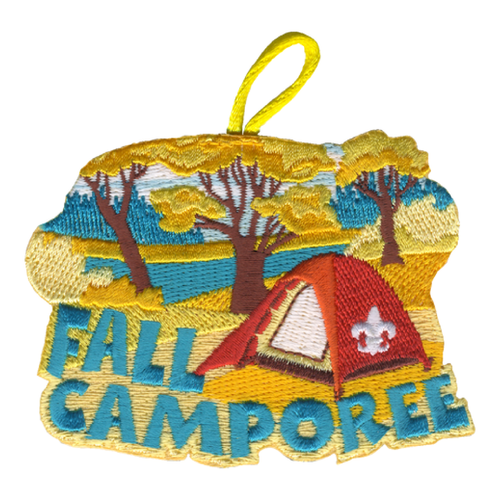 Scouting Fall Camporee Activity Patch with tent and bsa fleur de lis