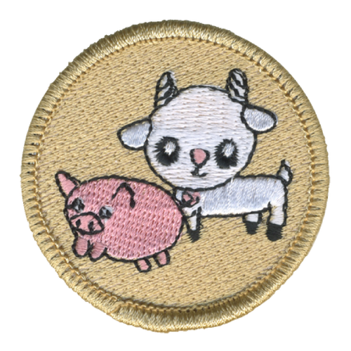 Pig Goat Patch - embroidered 2 inch round