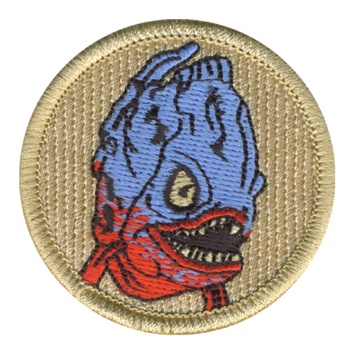 Blue Piranha Patch - embroidered 2 inch round