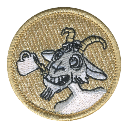Coffee Drinking Goat Patrol Patch - embroidered 2 in round