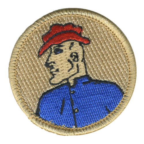 Man with Red Hat Blue Shirt Patrol Patch - embroidered 2 in round