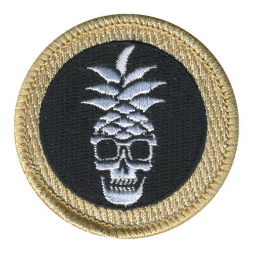 Skull with Pineapple Head Patrol Patch - embroidered 2 in round