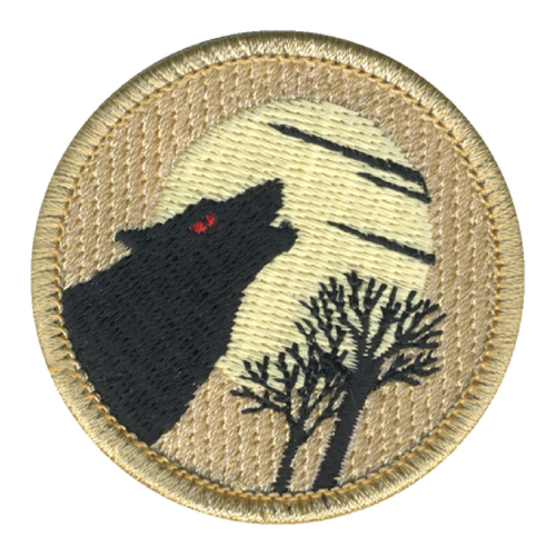 Red Eyed Howling Wolf Patrol Patch - embroidered 2 in round