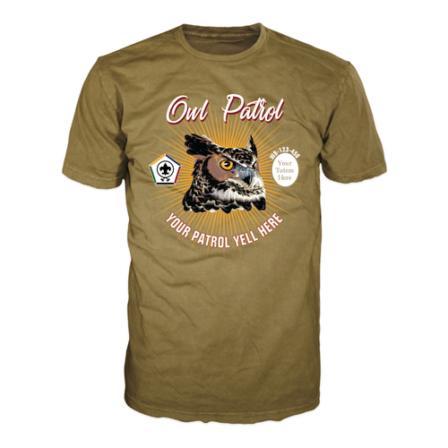 Wood Badge Shirt with Wood Badge Owl Critter and Wood Badge Logo