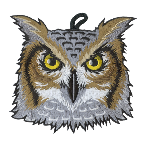 Patch of Wood Badge Owl Head Critter with loop