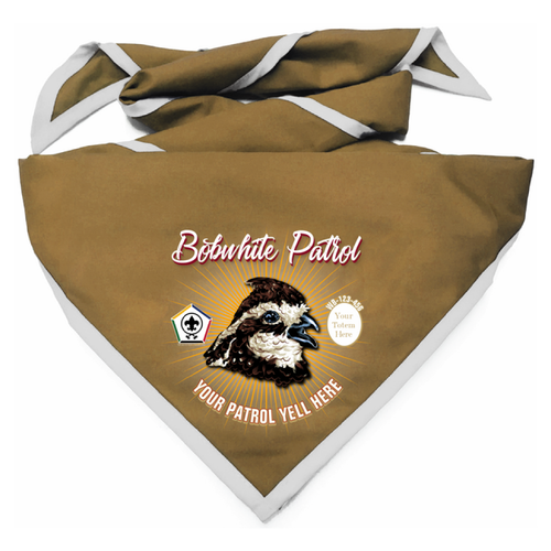 Wood Badge Neckerchief with Wood Badge Bobwhite Critter and Wood Badge Logo