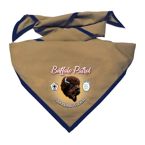 Wood Badge Neckerchief with Wood Badge Buffalo Critter and Wood Badge Logo