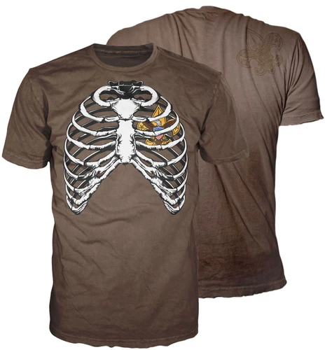 Cotton Scout T-Shirt With Ribcage Scouting America Heart Design - Brown