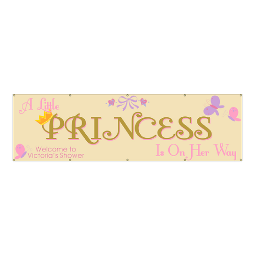 A Little Princess In On Her Way! Baby Shower Vinyl Banner (SP7866)