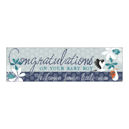 Congratulations On Your Baby Boy! Baby Shower Vinyl Banner (SP7868)