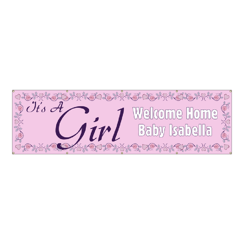 It's A Girl! Welcome Home Baby Vinyl Banner (SP7867)