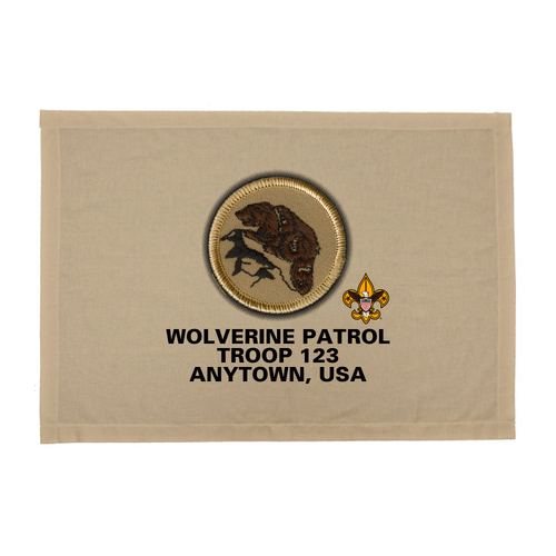 Troop Patrol Flag with Wolverine Patrol and Scouting America logo