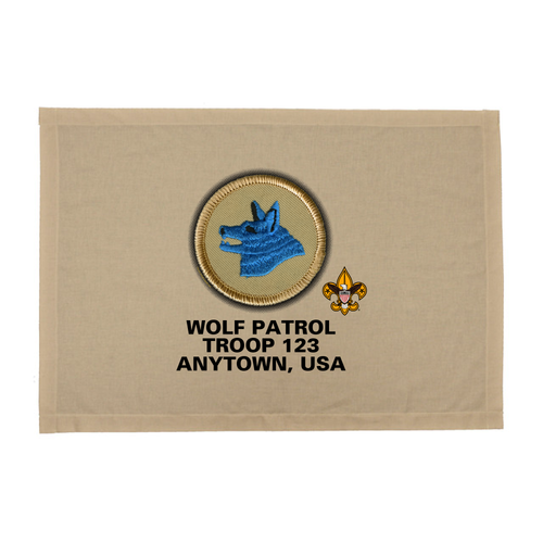 BSA Troop Patrol Patch Flag with Wolf Patrol Patch